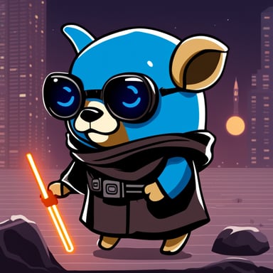Go Blue Gopher as a crypto Jedi cyberpunk with a cute face.