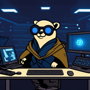 Go Blue Gopher as a crypto Jedi cyberpunk inside the matrix.