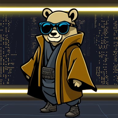 Go Blue Gopher as a crypto Jedi cyberpunk inside the matrix.