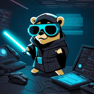 Go Blue Gopher as a Jedi cyberpunk inside the matrix.