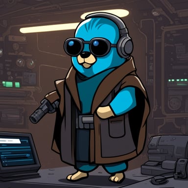 Go Blue Gopher as a Jedi cyberpunk inside the matrix.