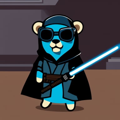 Go Blue Gopher as a Jedi cyberpunk inside the matrix.