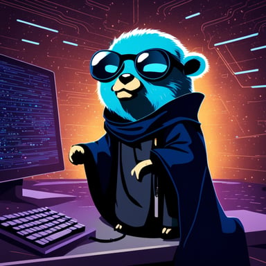 Go Blue Gopher as a Jedi cyberpunk surrounded by the matrix source code.