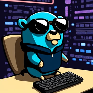 Go Blue Gopher as a cyberpunk inside the matrix.