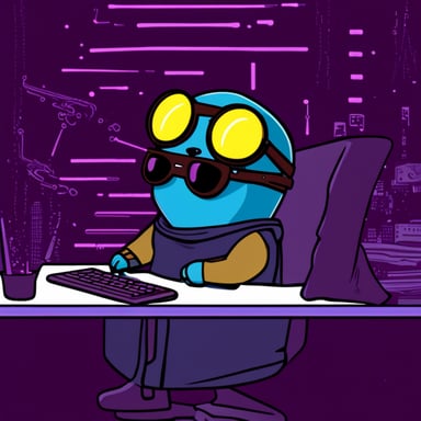 Go Blue Gopher as a Jedi cyberpunk, cutting a computer in half.