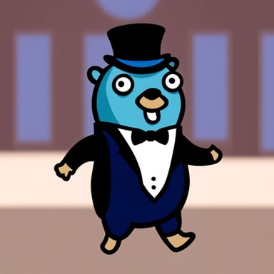 Go Blue Gopher wearing a tuxedo.