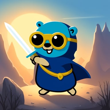 Go Blue Gopher, the legendary swordsman.