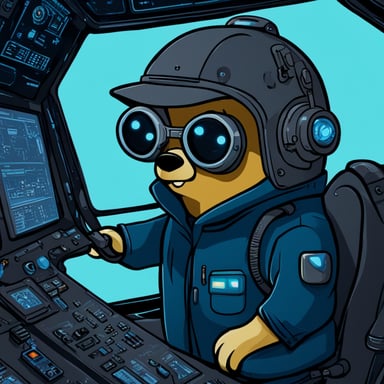 Go Blue Gopher as a cyberpunk gopher on a spaceship.
