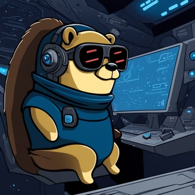 Go Blue Gopher as a cyberpunk gopher on a spaceship.