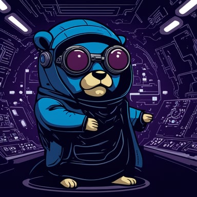 Go Blue Gopher as a cyberpunk gopher on a spaceship.