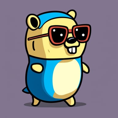 A Go Blue Gopher, looking nerdy with a friendly face, becomes the main character in this story, captivating everyone with its unique charm and intelligence.