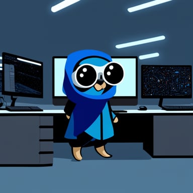 Go Blue Gopher as a Jedi facing a huge computer that turned into a rogue AI.