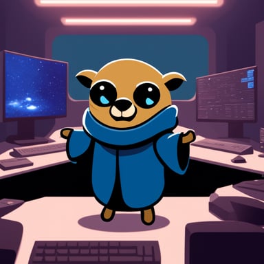 Go Blue Gopher as a Jedi facing a huge computer that turned into a rogue AI.