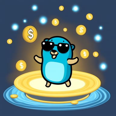 Go Blue Gopher using the force to levitate crypto money.