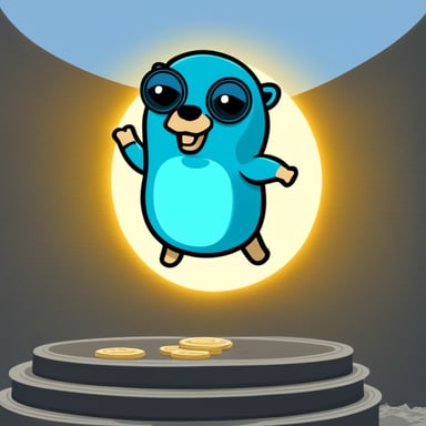 Go Blue Gopher using the force to levitate crypto money.