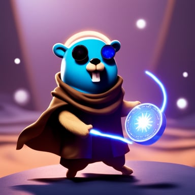 Go Blue Gopher using the force to levitate crypto money.