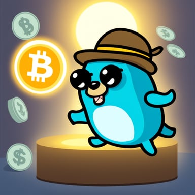 Go Blue Gopher uses the force to levitate crypto money.