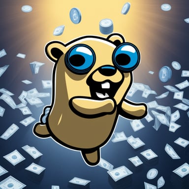 Go Blue Gopher uses the force to levitate crypto money.