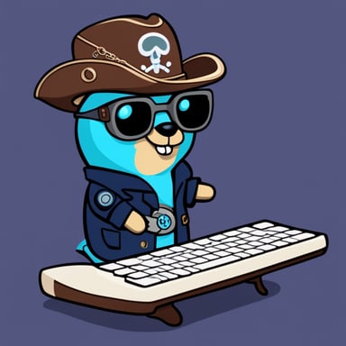 Go Blue Gopher as a cute cyberpunk pirate with a keyboard