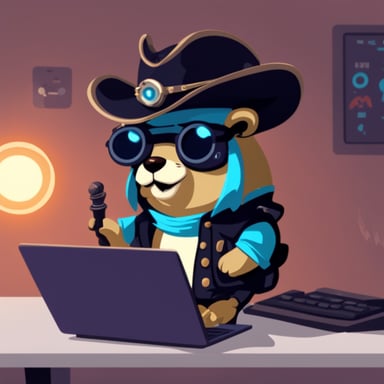 Go Blue Gopher as a cute cyberpunk pirate with a keyboard