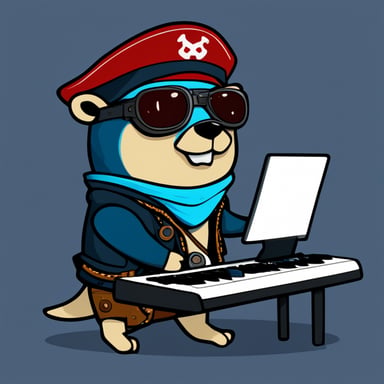 Go Blue Gopher as a cute cyberpunk pirate with a keyboard