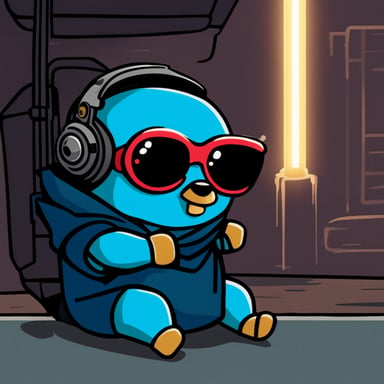 Go Blue Gopher levitates in deep thought, embodying the essence of a cyberpunk Jedi with legs crossed.