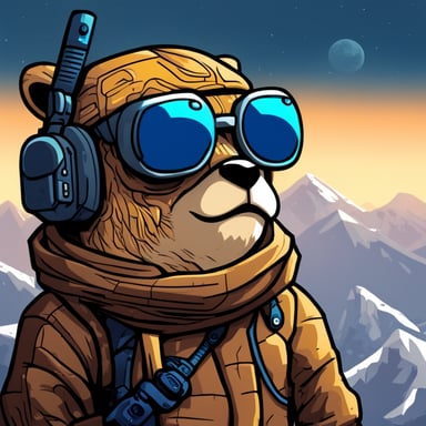 Go Blue Gopher, from the top of the tallest mountain, embodies a cyberpunk Jedi, lost in deep thought.