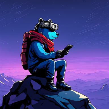 Go Blue Gopher, from the top of the tallest mountain, embodies a cyberpunk Jedi, lost in deep thought.
