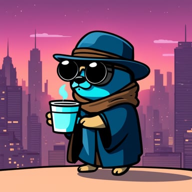 Go Blue Gopher as a cyberpunk Jedi holding a cup of coffee.