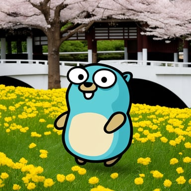 Go Blue Gopher visits Uji Byodoin in spring.