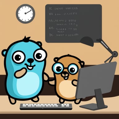 Three Go Blue Gophers write a computer program.