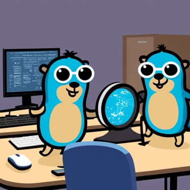 Three Go Blue Gophers write a computer program.