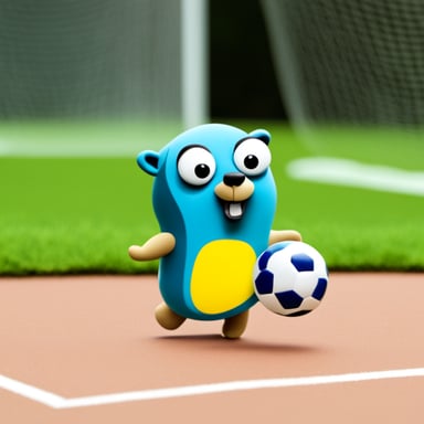 Go Blue Gopher playing soccer.
