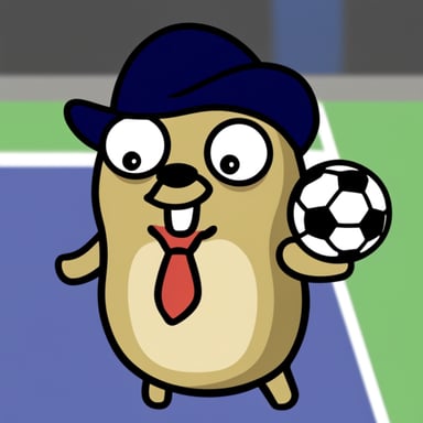 Go Blue Gopher playing soccer.
