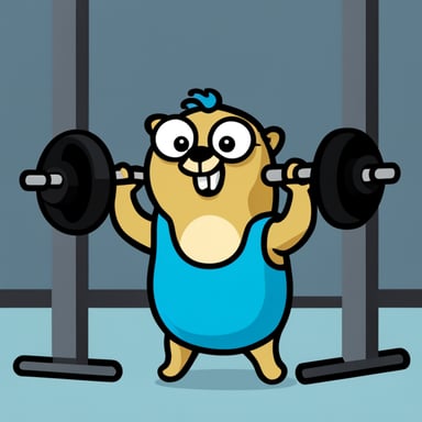 Go Blue Gopher doing chest press at the gym.