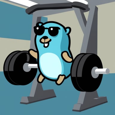 Go Blue Gopher doing chest press at the gym.