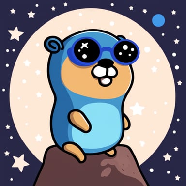 Go Blue Gopher sitting under starry sky