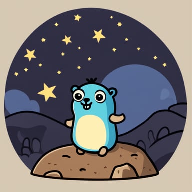 Go Blue Gopher sitting under starry sky