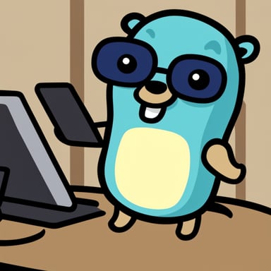 Overworked Go Blue Gopher stressed for demonstration