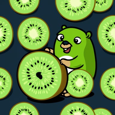 Go Blue Gopher eating kiwi