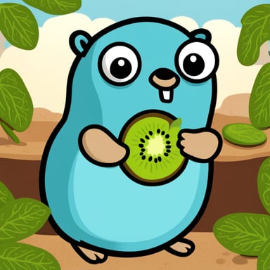 Go Blue Gopher eating kiwi
