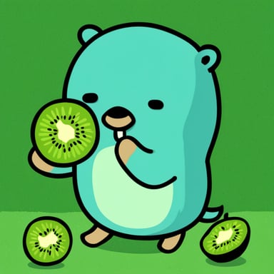 Go Blue Gopher eating kiwi