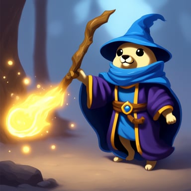 Go Blue Gopher with a mage robe launching a spell.