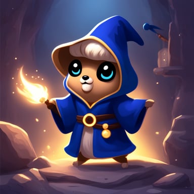 Go Blue Gopher with a mage robe launching a spell.