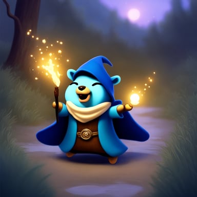 Go Blue Gopher with a mage robe launching a spell.