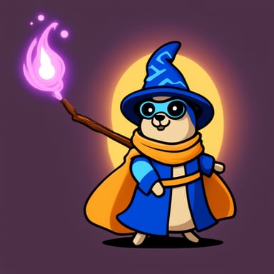 Go Blue Gopher with a mage robe launching a spell.