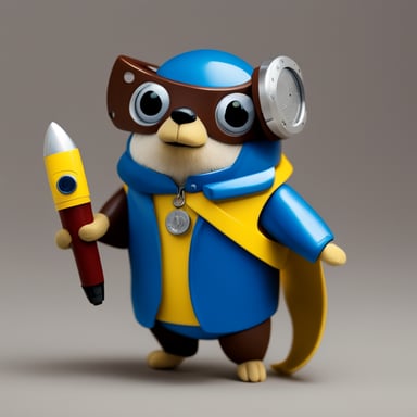 Go Blue Gopher with one bionic arm and a falcon on his other arm.