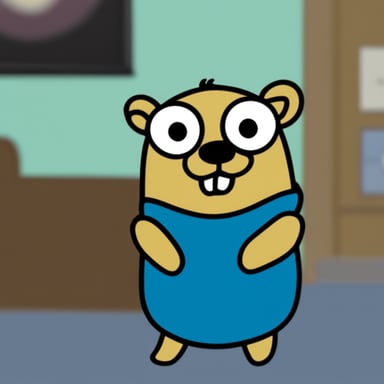 Go Blue Gopher as the dog from the This is Fine meme.