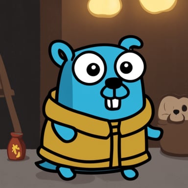 Go Blue Gopher as the dog from the This is Fine meme.