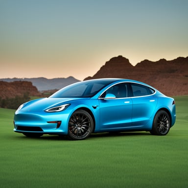 Rock star Go Blue Gopher in green Tesla